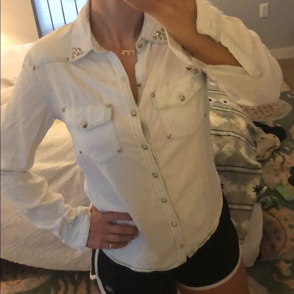 H&M denim studded shirt